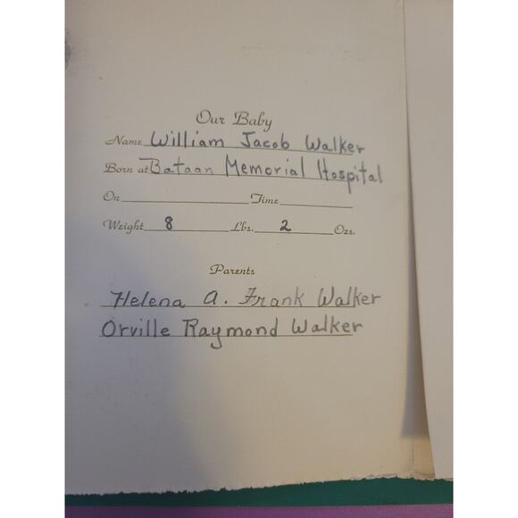 VINTAGE Found Birth Announcement Baby Photo boy Bataan Santa Fe NM Walker - Picture 2 of 5